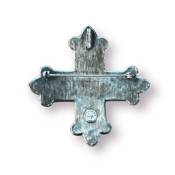 Vintage Accessocraft NYC Maltese Cross Brooch With Pin Pendant Silver Tone - Picture 2 of 4